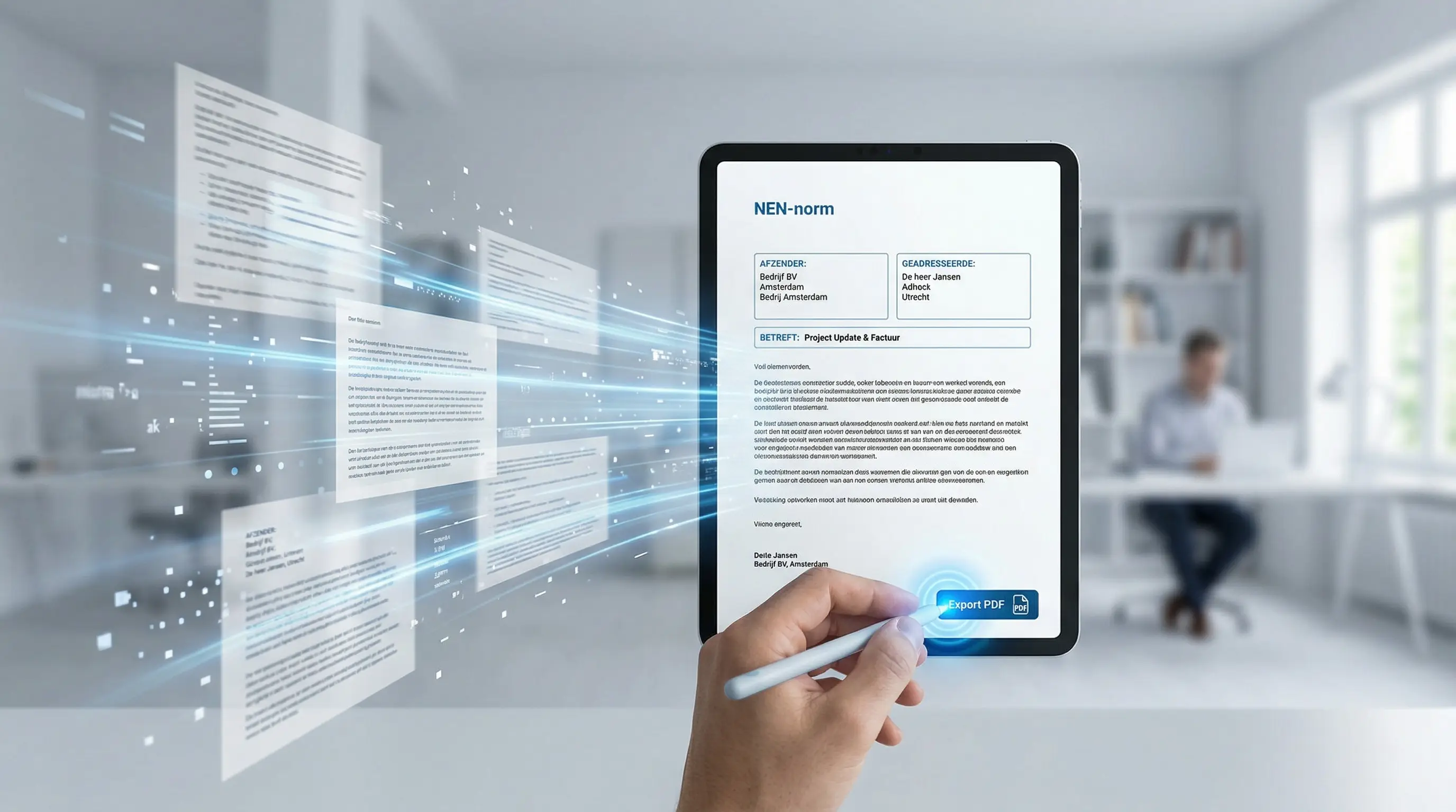 Voorbeeld van de Brief Generator interface